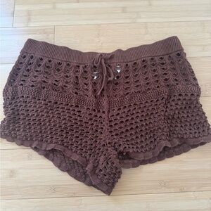 Aerie Chocolate Crochet Women Shorts